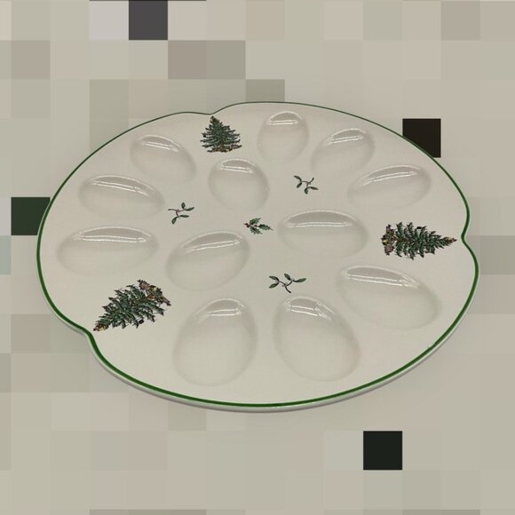 Spode Christmas Tree Devilled Egg Platter/Plate Christmas Serveware, Holiday - Picture 3 of 15